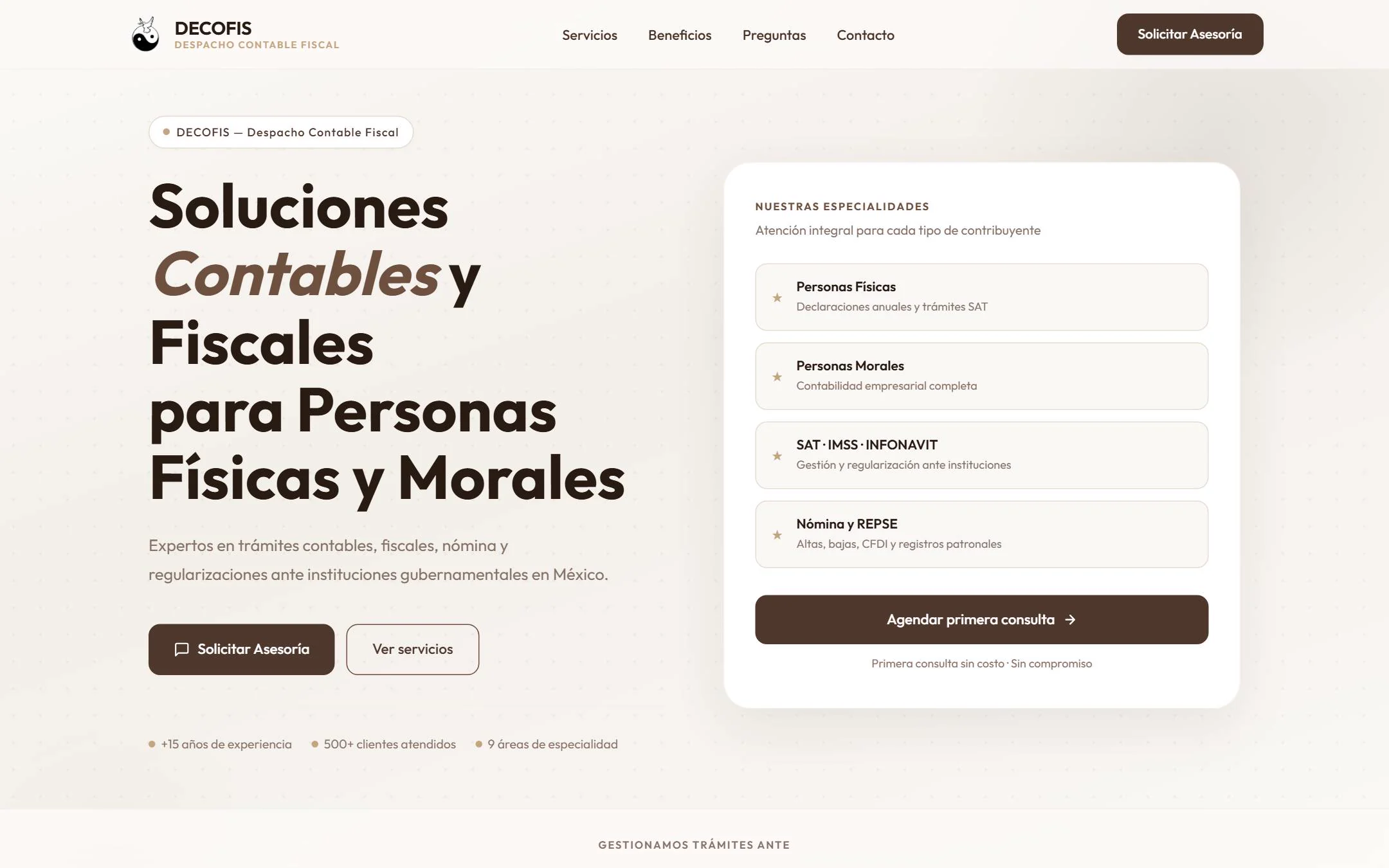 DECOFIS — Landing page